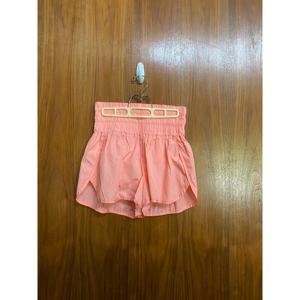 FP Movement The Way Home Shorts Peach Coral‎ High Rise Smocked Running Womens M